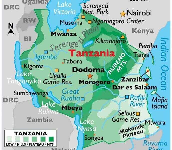 Tanzania and all its neighbours and hunting areas. Image courtesy of World Atlas